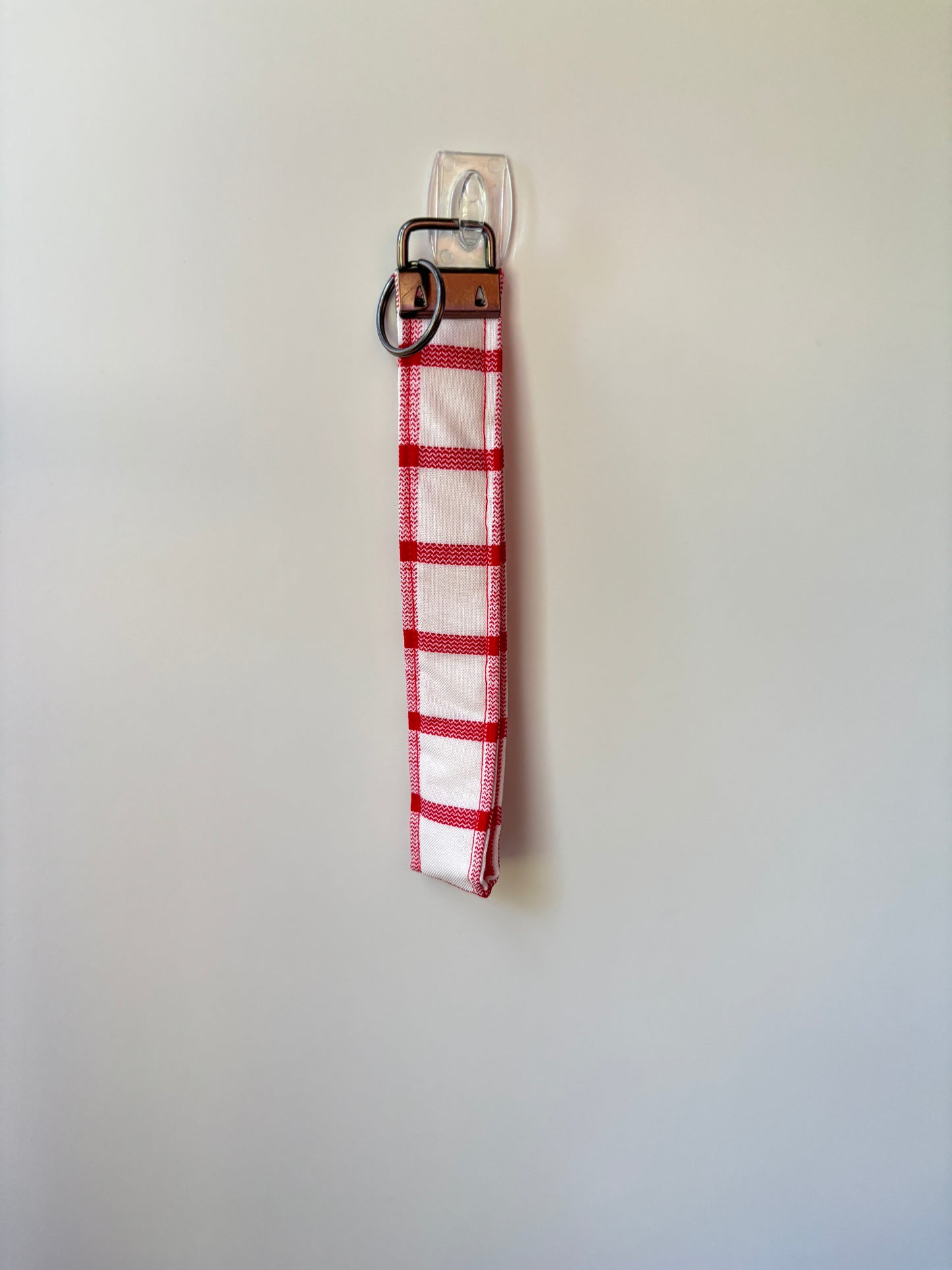 Red & white plaid wristlet