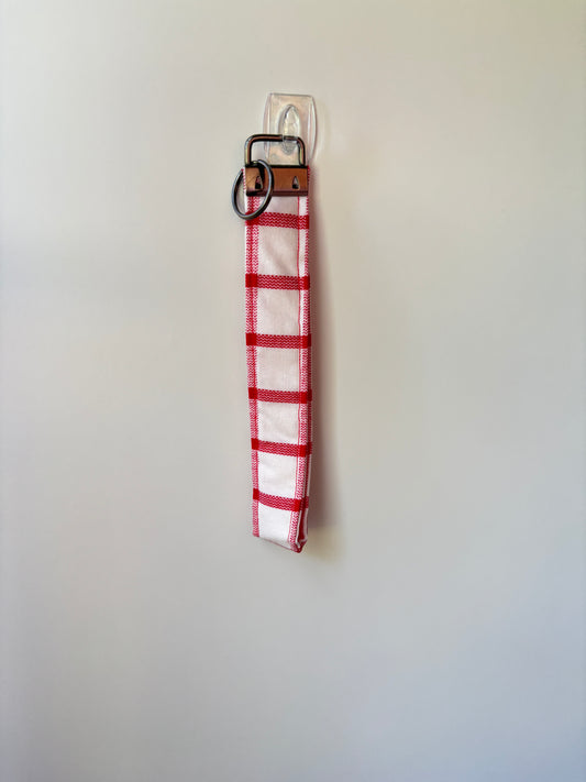 Red & white plaid wristlet